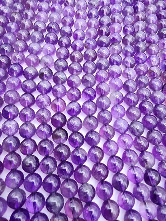 7mm Amethyst Round Bead Strand.
