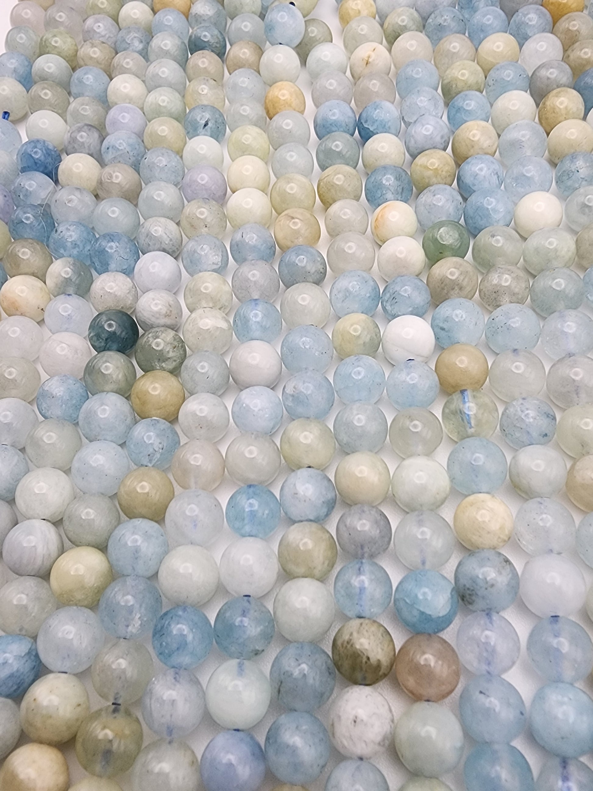 7mm Aquamarine Round Bead Strand.