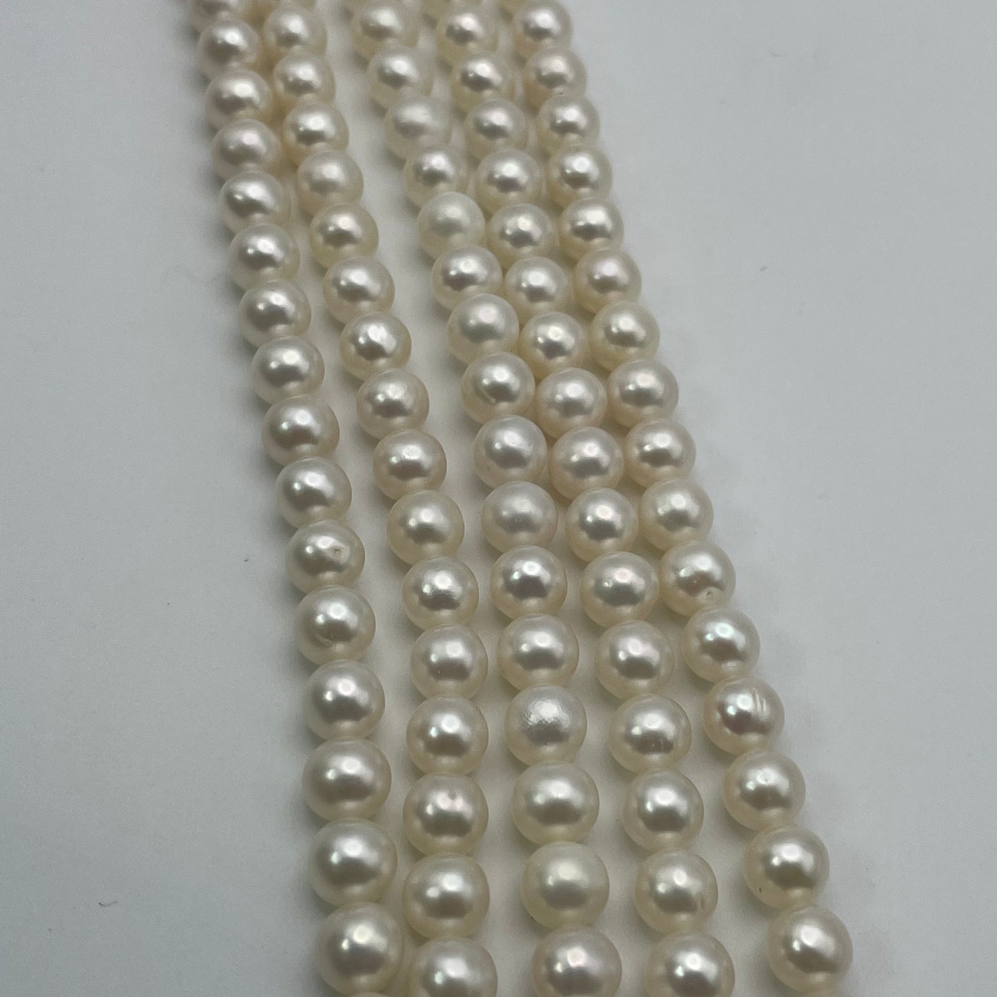 7mm Button Pearls Smooth Bead Strand.