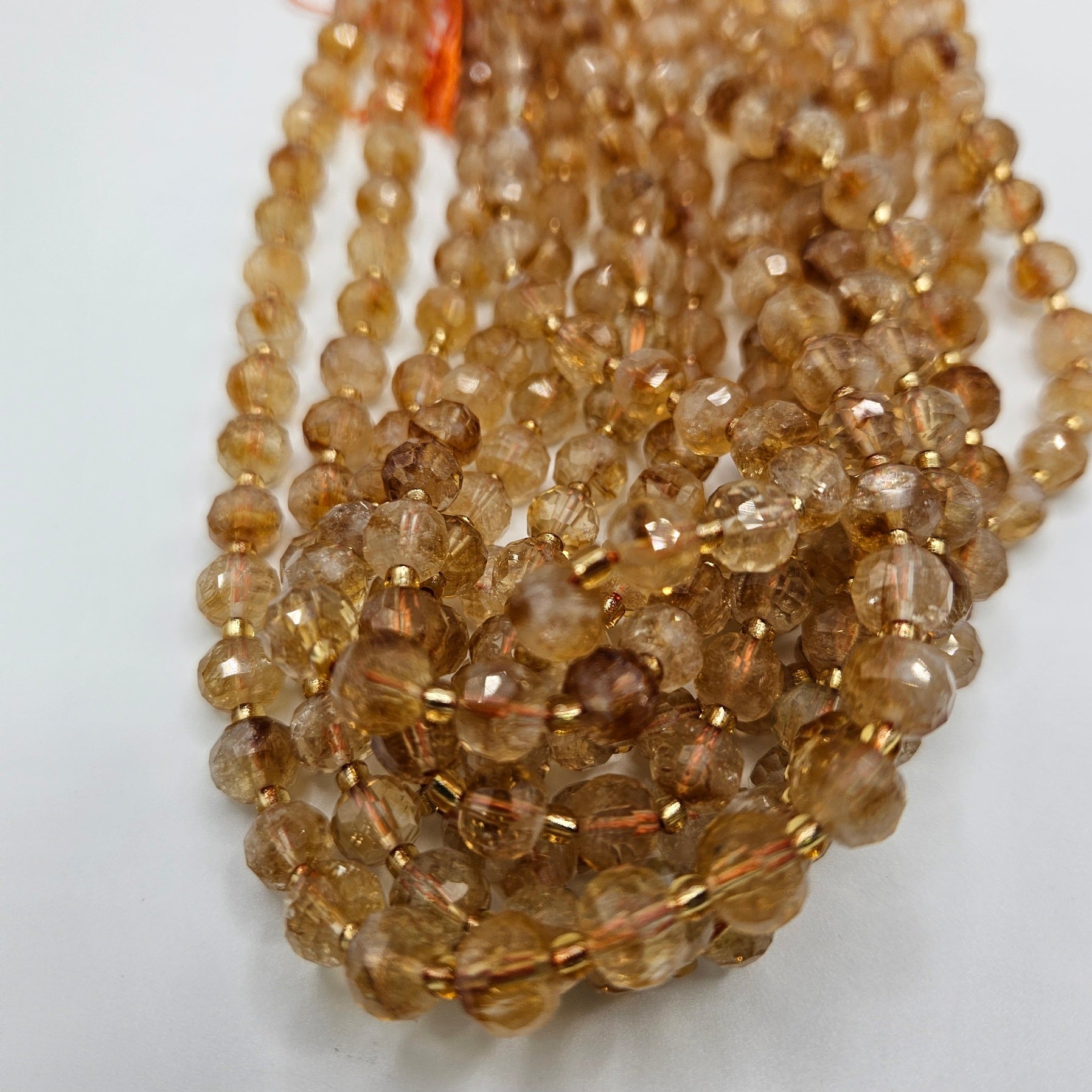 7mm Citrine Faceted Bead Strand.