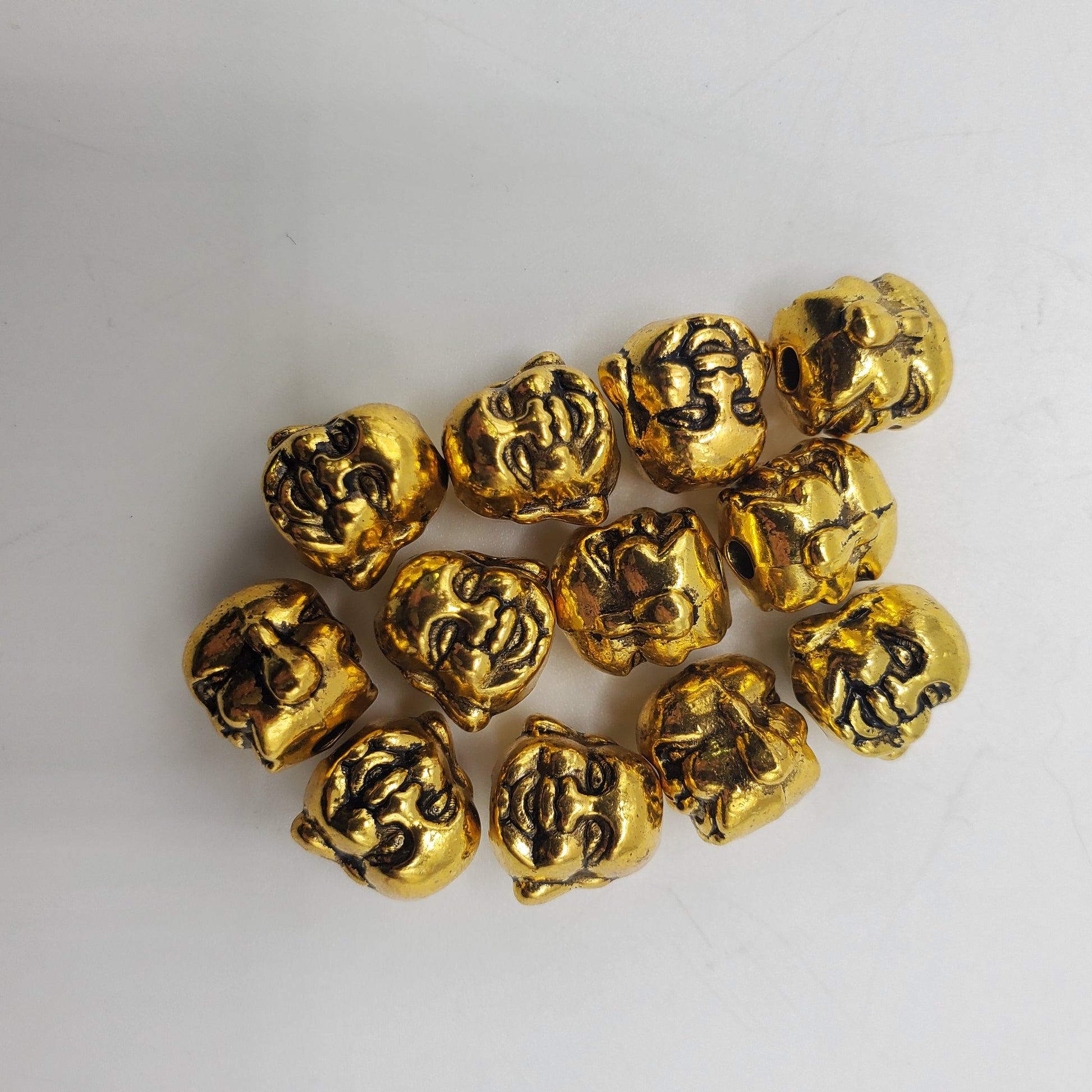 7mm Gold Pewter Buddha Bead.