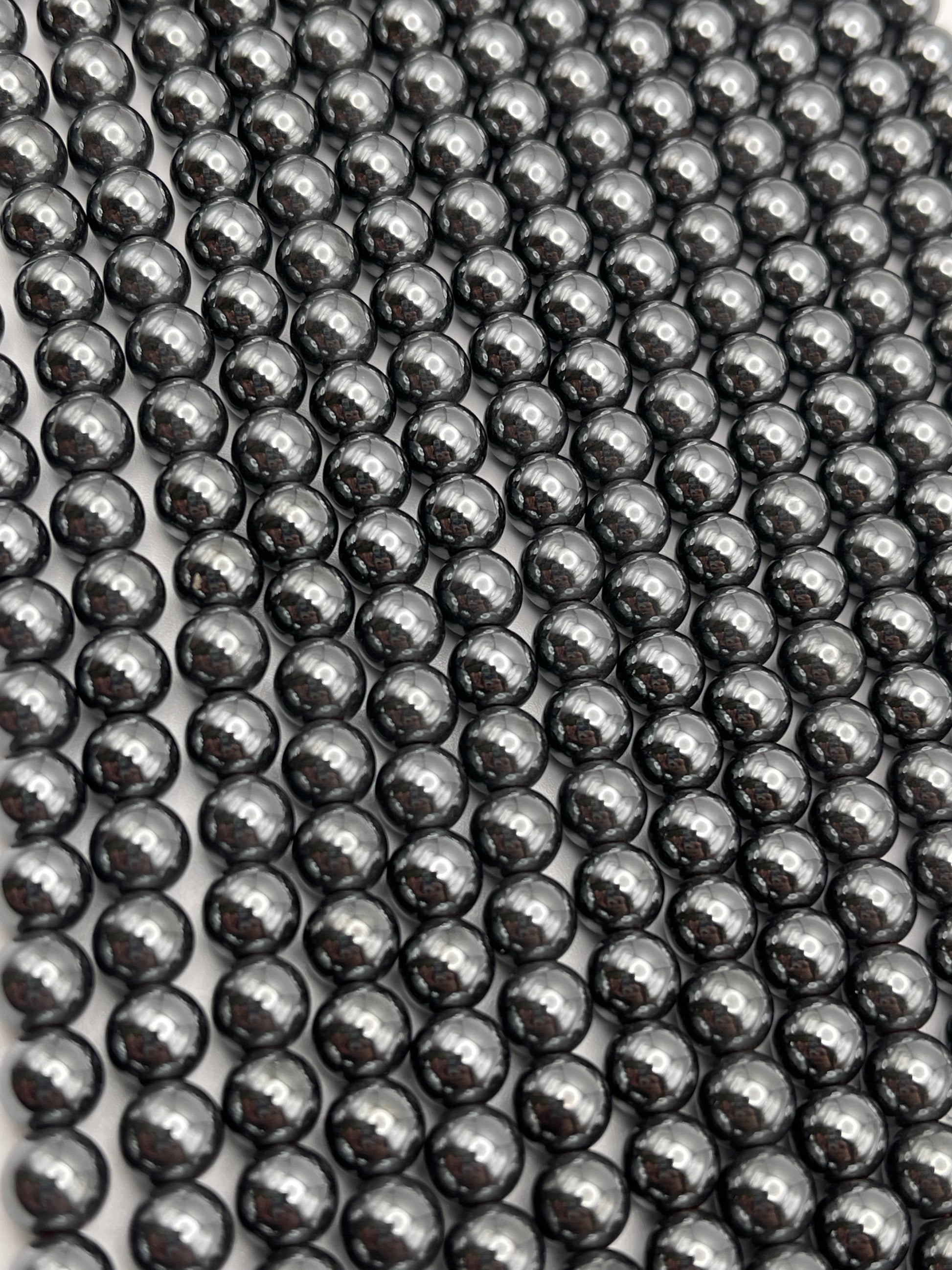 7mm Hematite Round Bead Strand.