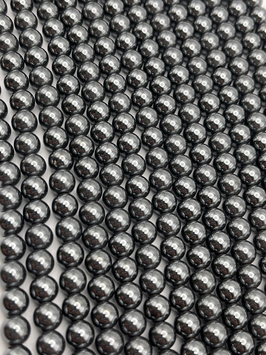7mm Hematite Round Bead Strand.
