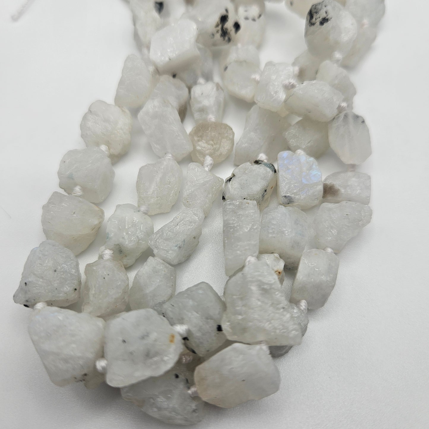 8 to 12mm Moonstone Rough Chunk Bead Strand.