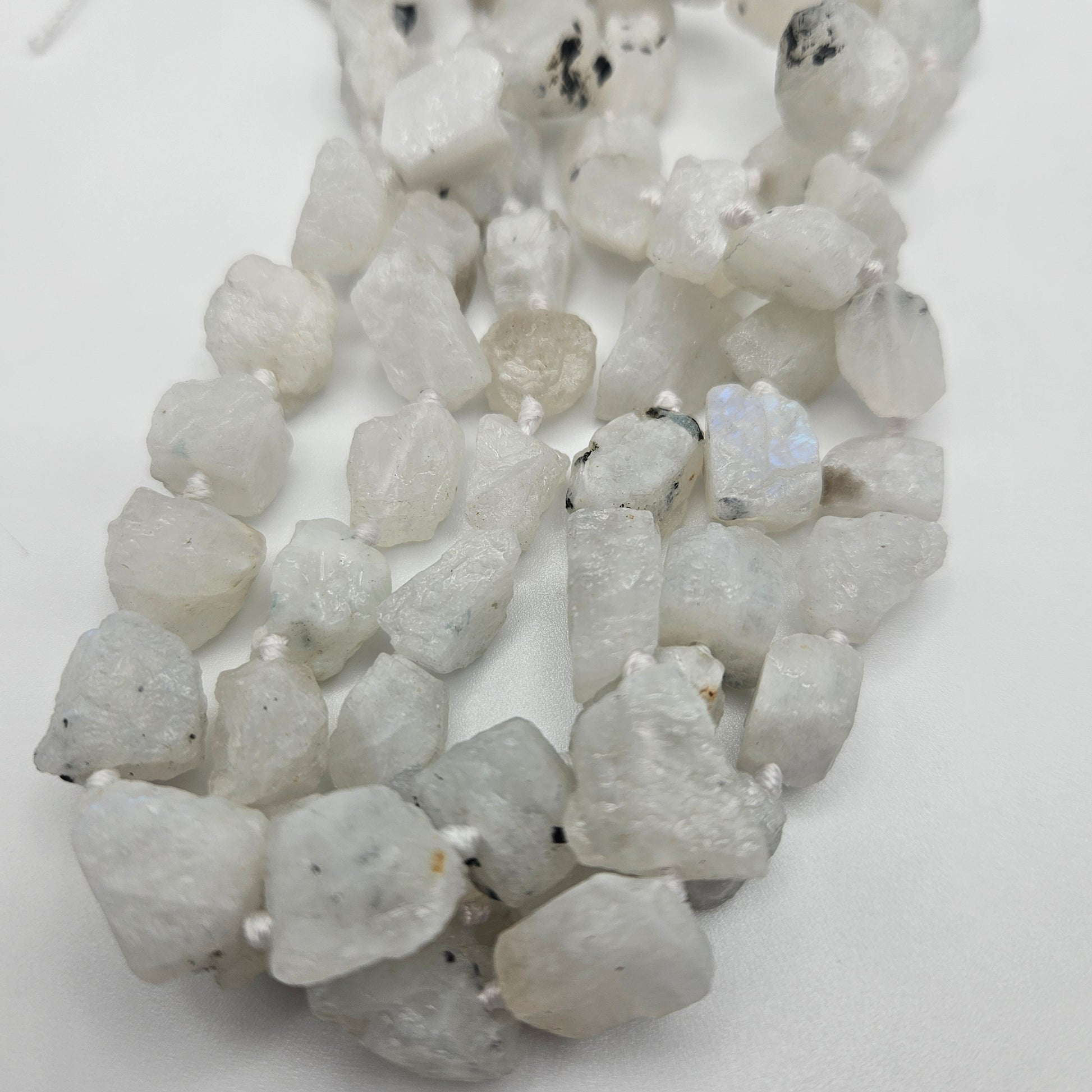 8 to 12mm Moonstone Rough Chunk Bead Strand.