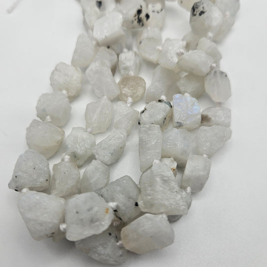 8 to 12mm Moonstone Rough Chunk Bead Strand.
