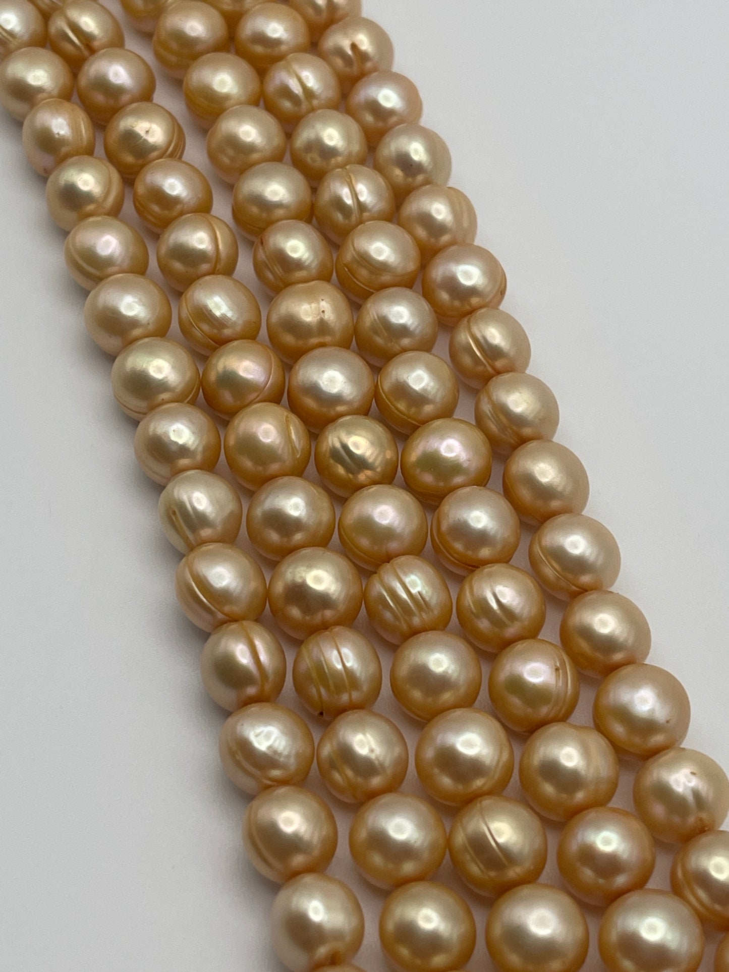 8-9mm Gold Potato Pearl Bead Strand.