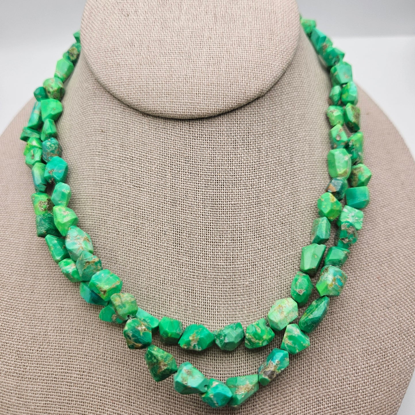 8mm-10mm Gaspeite Chunk Bead Strand.
