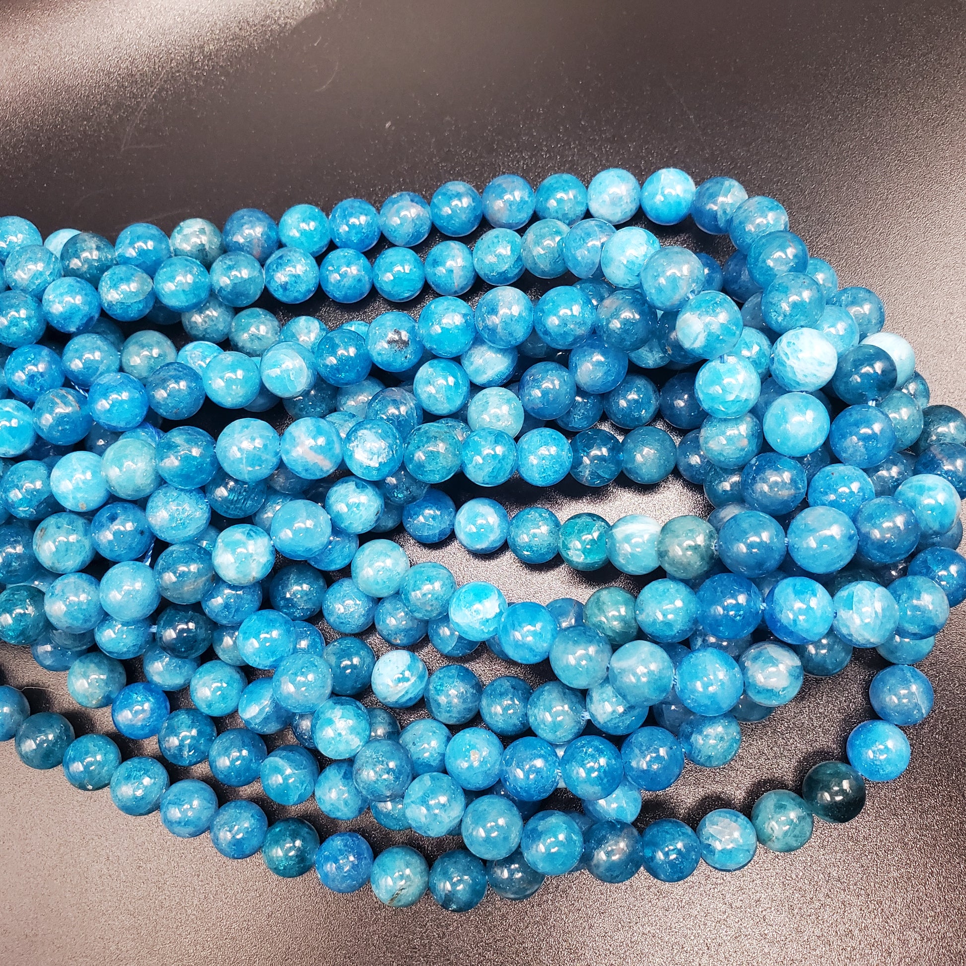 8mm A-Grade Apatite Round Smooth Bead Strand.