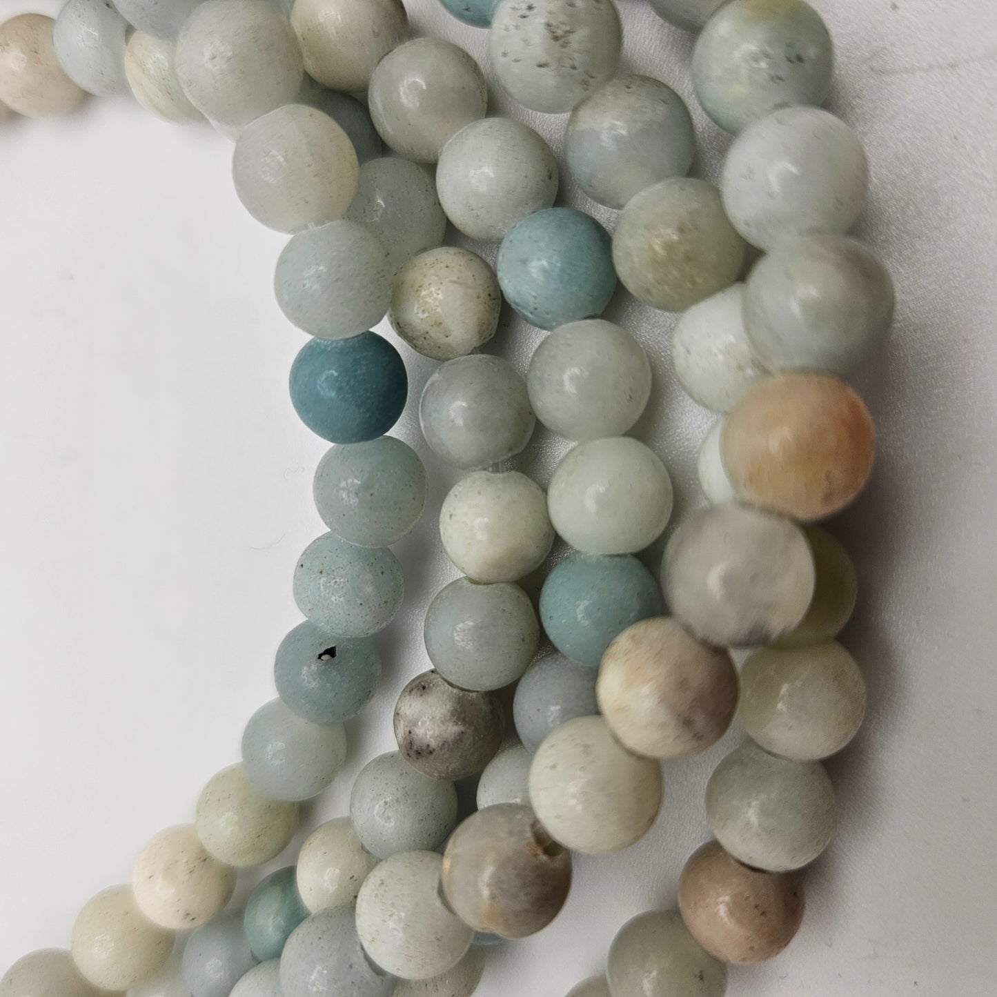 8mm Amazonite Large Hole Round Bead Strand.