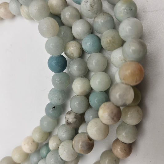 8mm Amazonite Large Hole Round Bead Strand.
