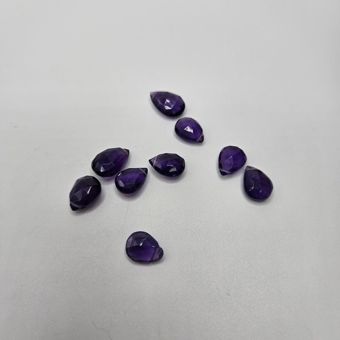 8mm Amethyst Drop Faceted Single.