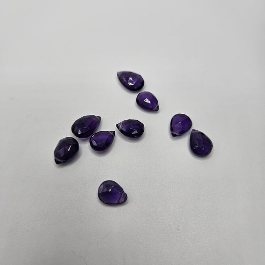 8mm Amethyst Drop Faceted Single.