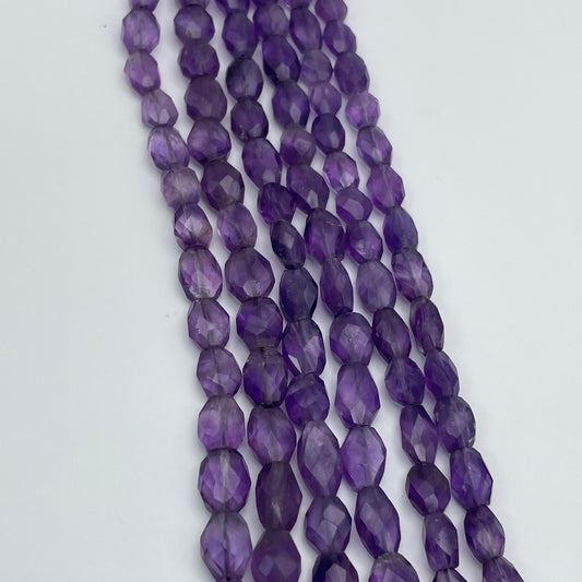 8mm Amethyst Oval Faceted Bead Strand.