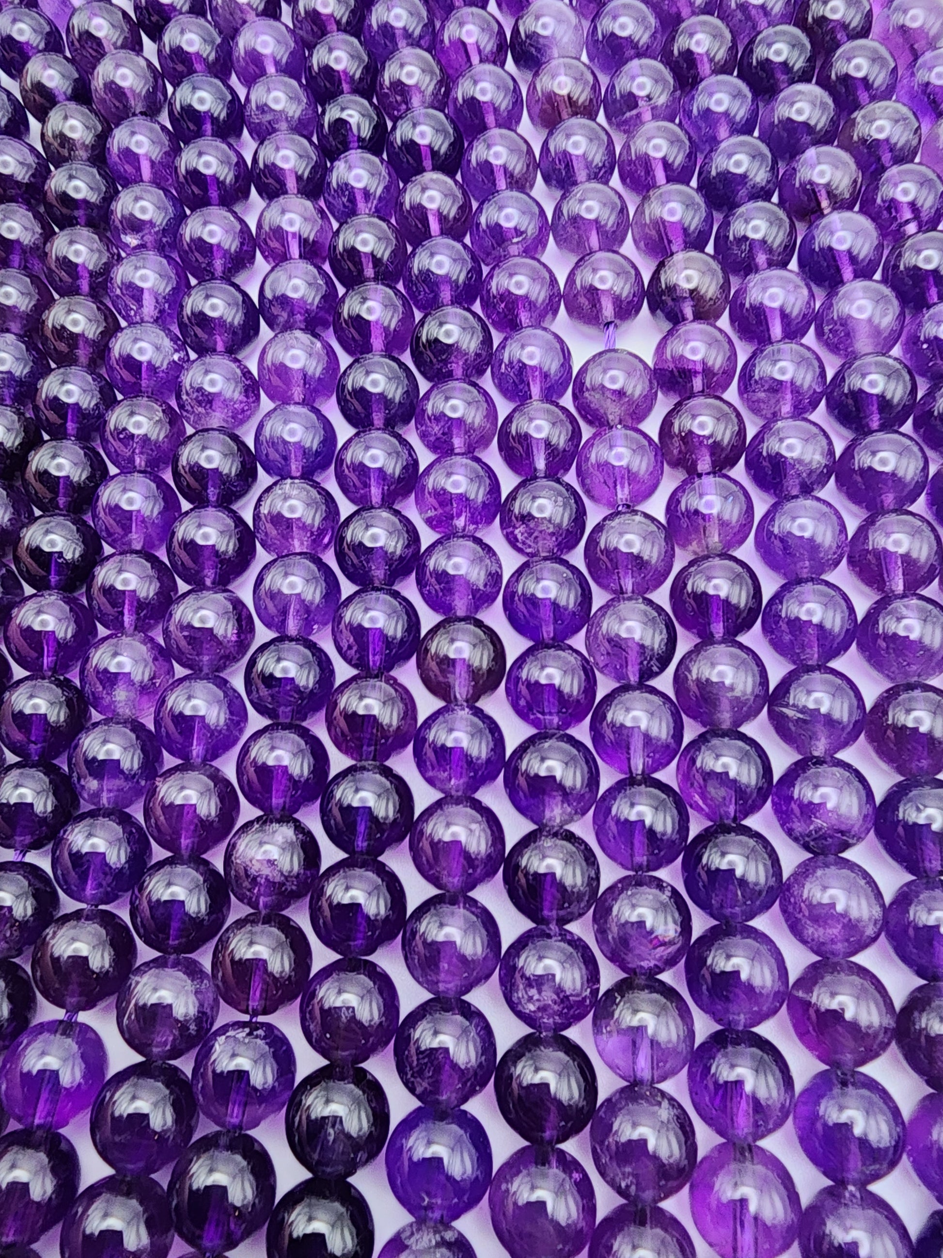 8mm Amethyst Round Bead Strand.
