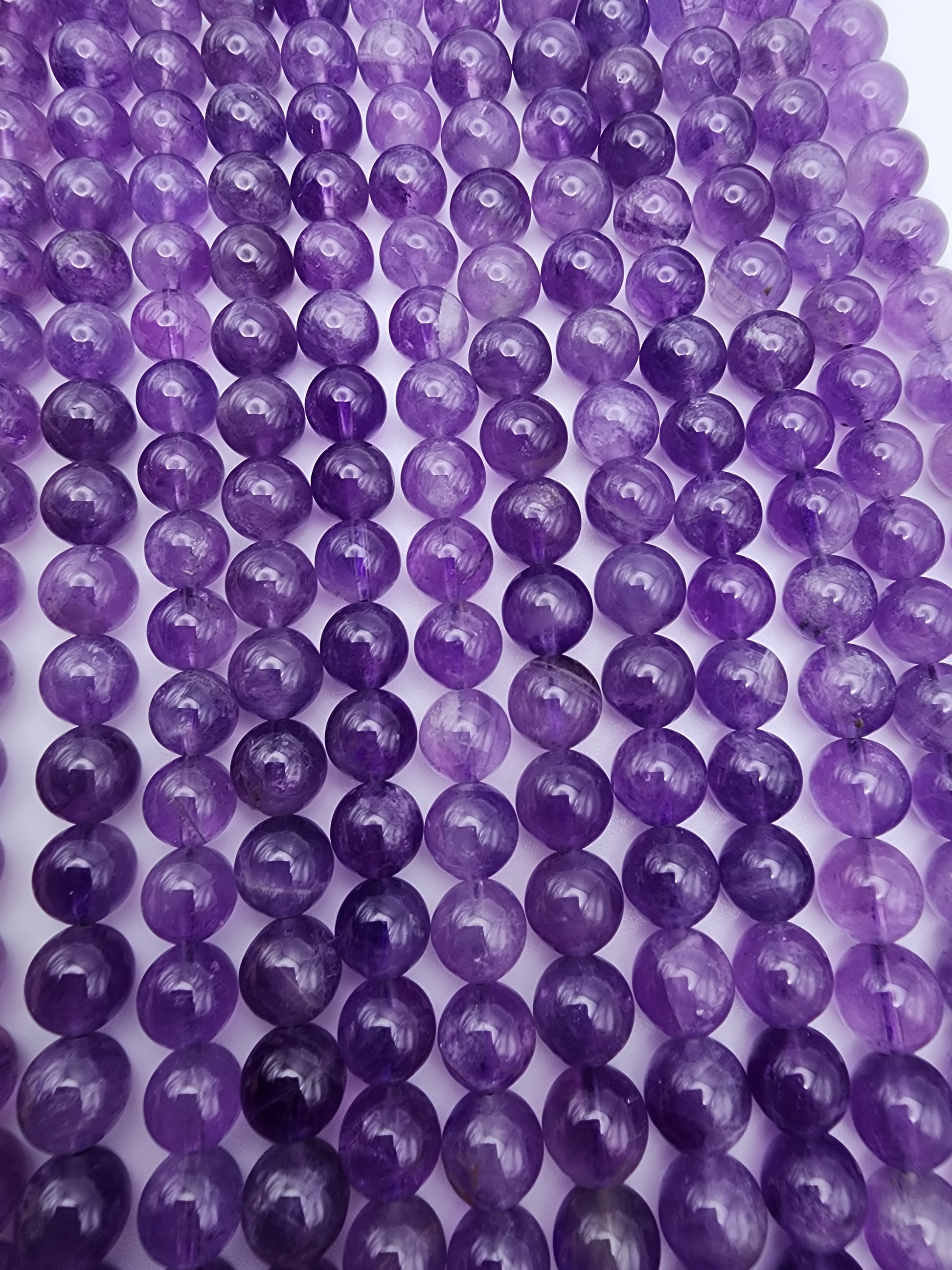 8mm Amethyst Round Bead Strand.