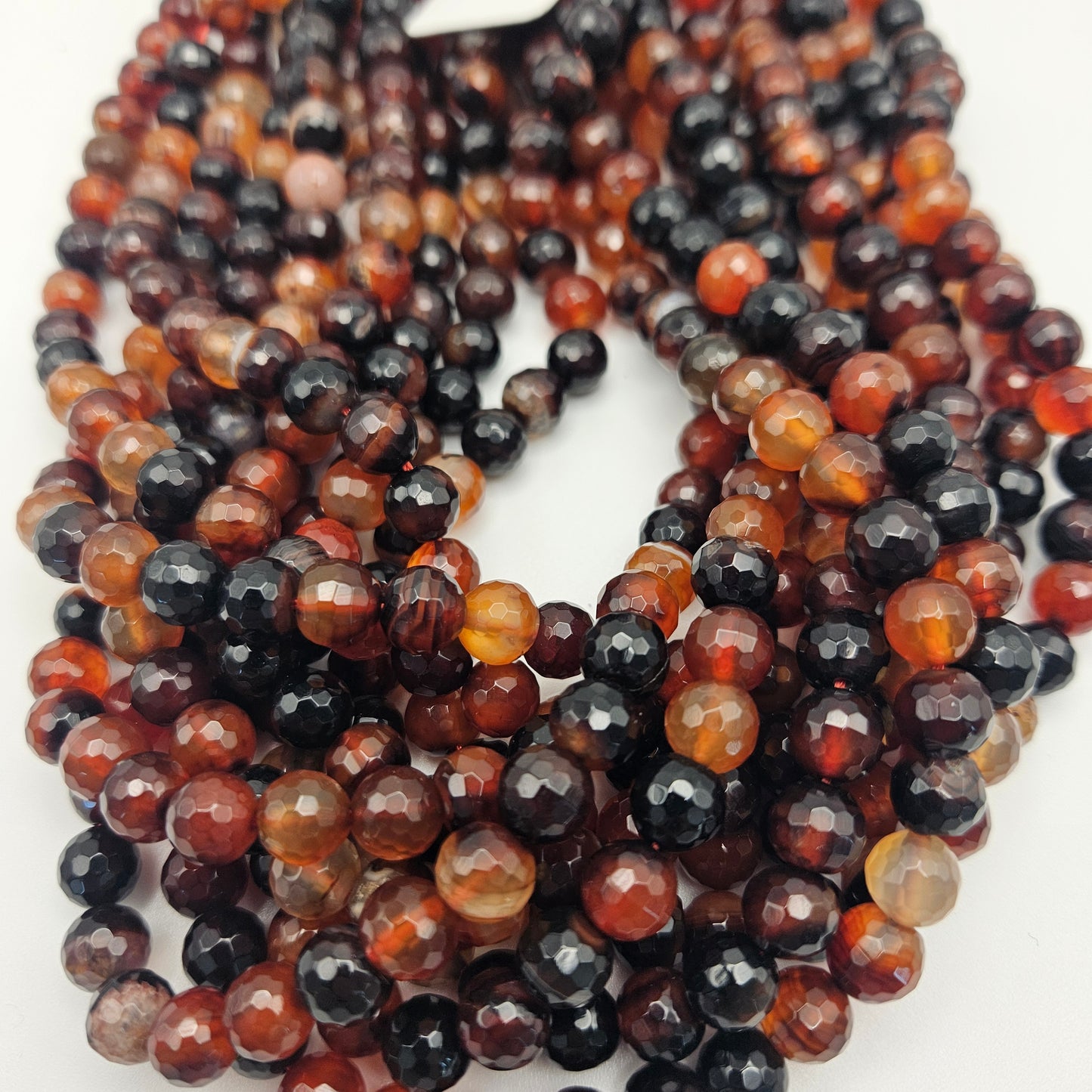 8mm Antique Agate Faceted Bead Strand.