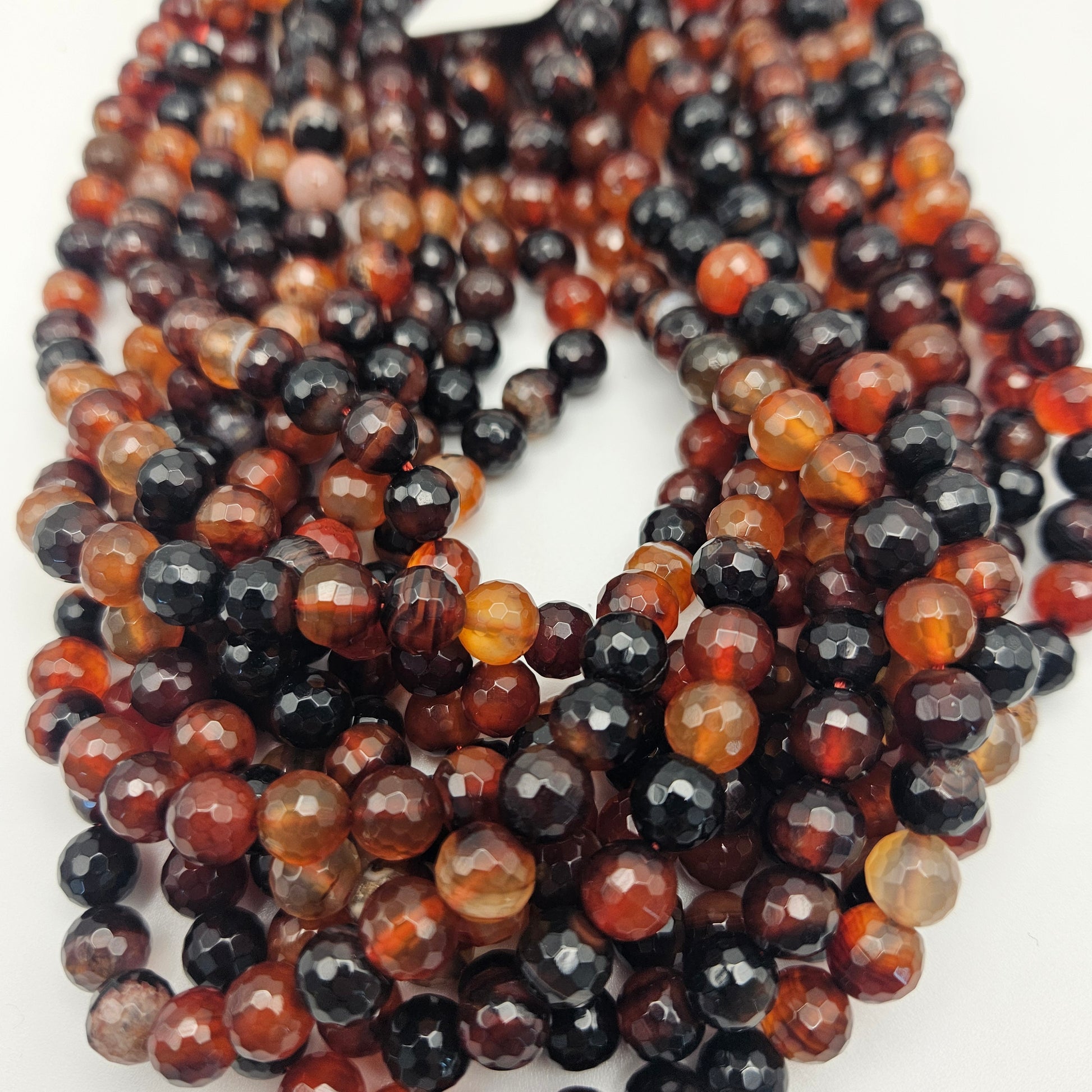 8mm Antique Agate Faceted Bead Strand.