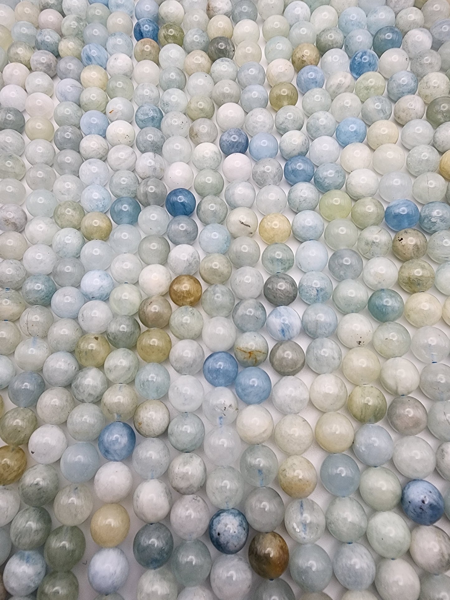 8mm Aquamarine Round Bead Strand.
