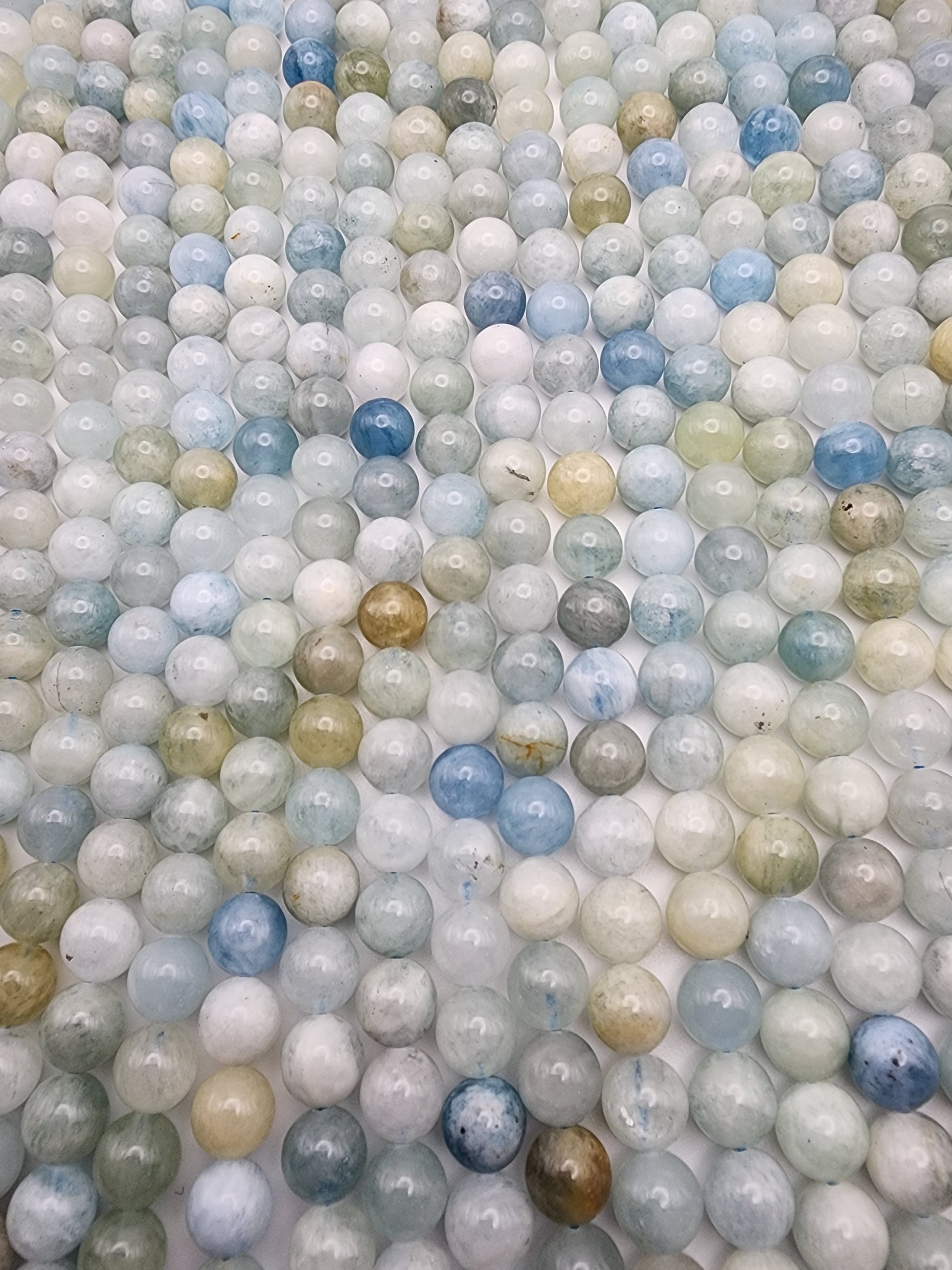 8mm Aquamarine Round Bead Strand.