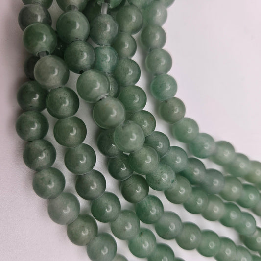 8mm Aventurine Large Hole Round Bead Strand.