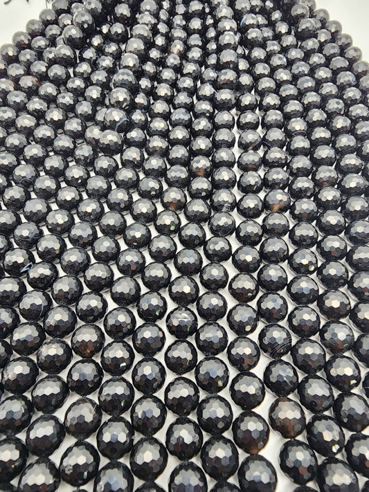 8mm Black Agate Bead Strand.