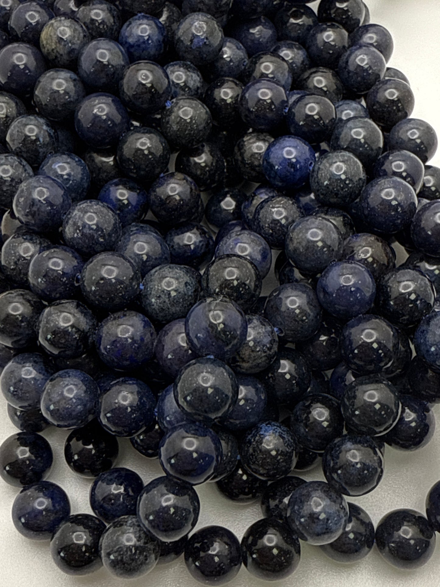 8mm Black Dumortierite Round Beads.