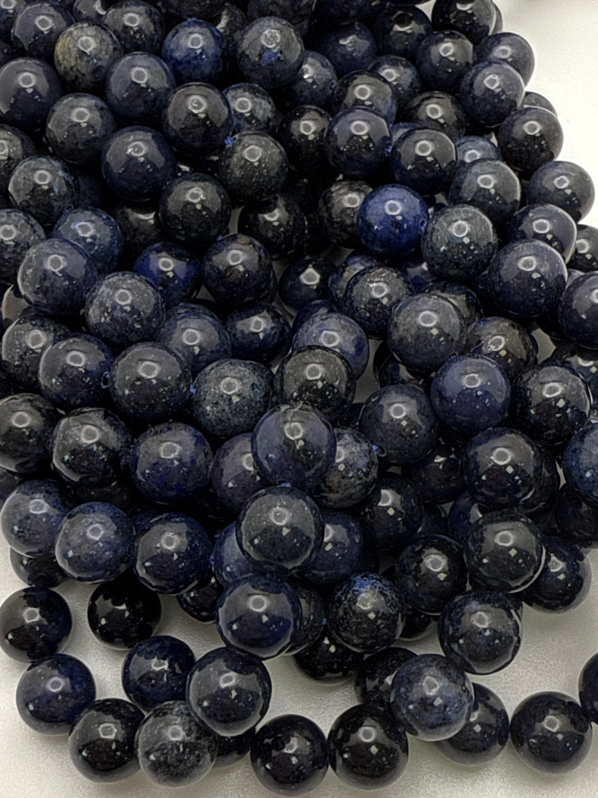 8mm Black Dumortierite Round Beads.