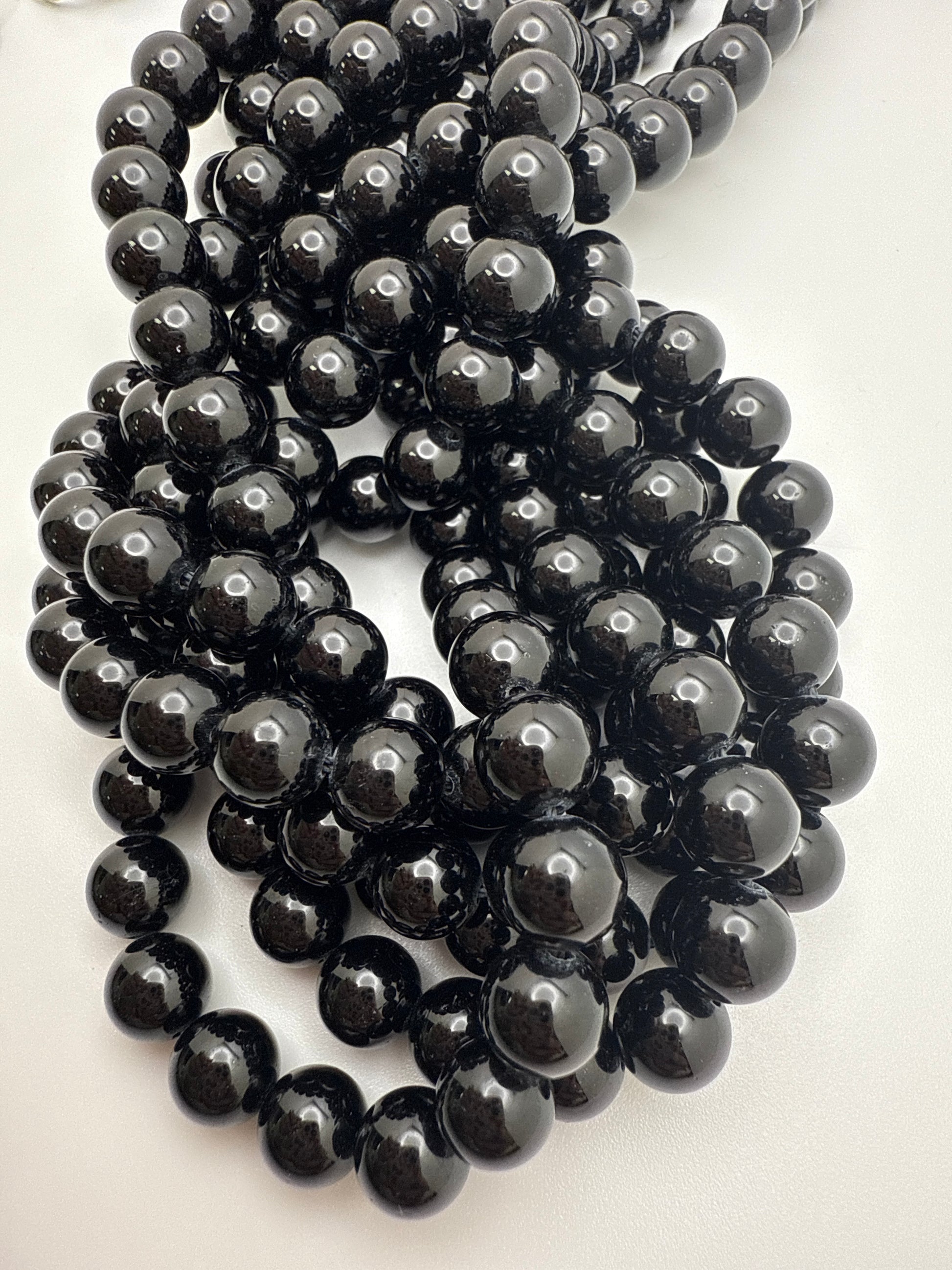 8mm Black Tourmaline Round Beads.