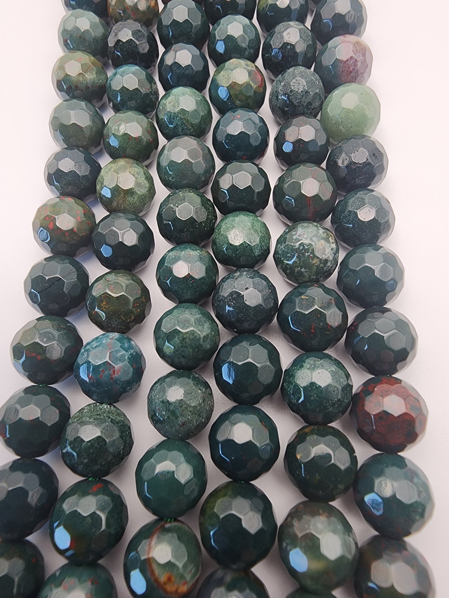 8mm Bloodstone Faceted Bead Strand.