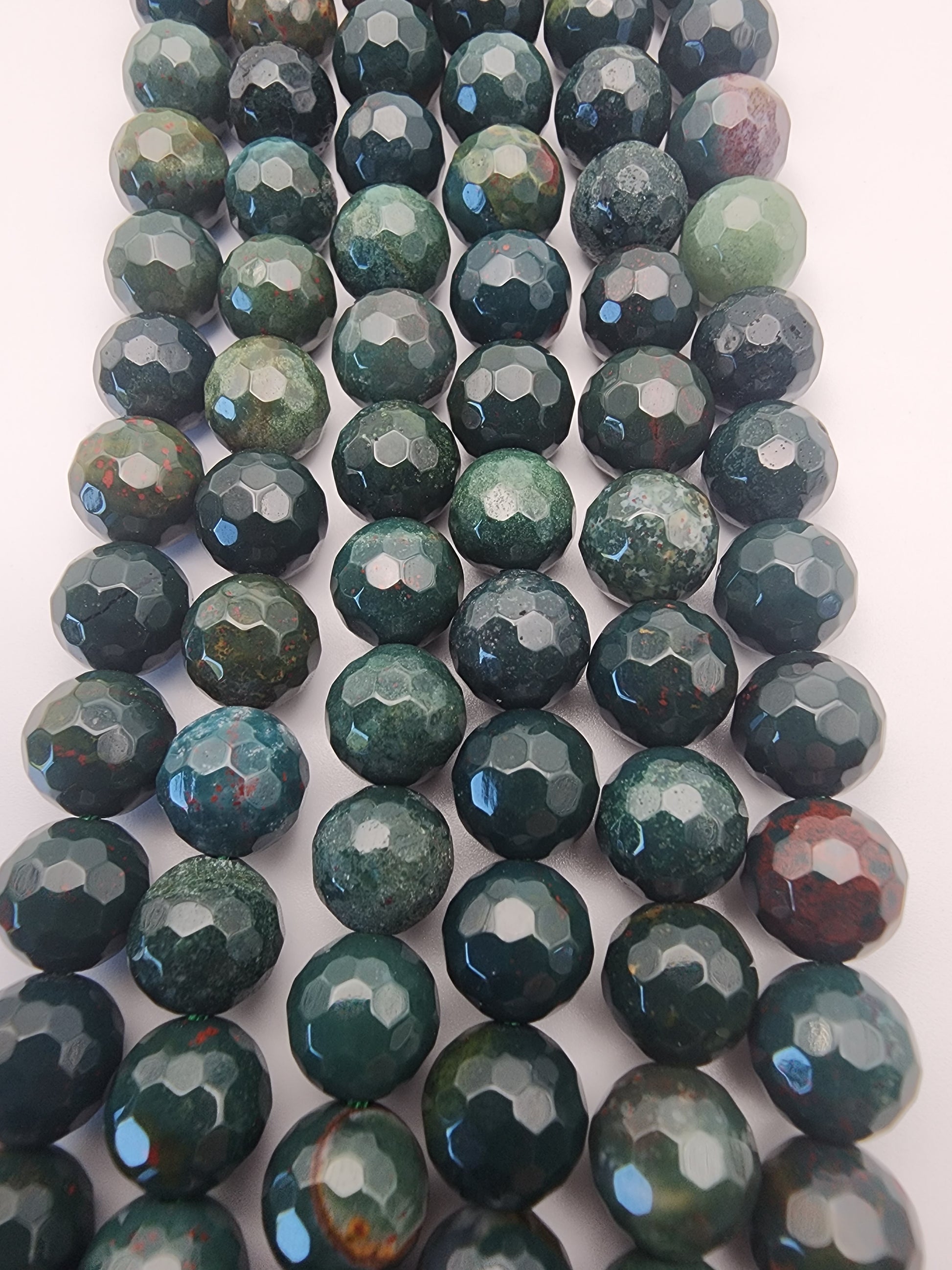 8mm Bloodstone Faceted Bead Strand.