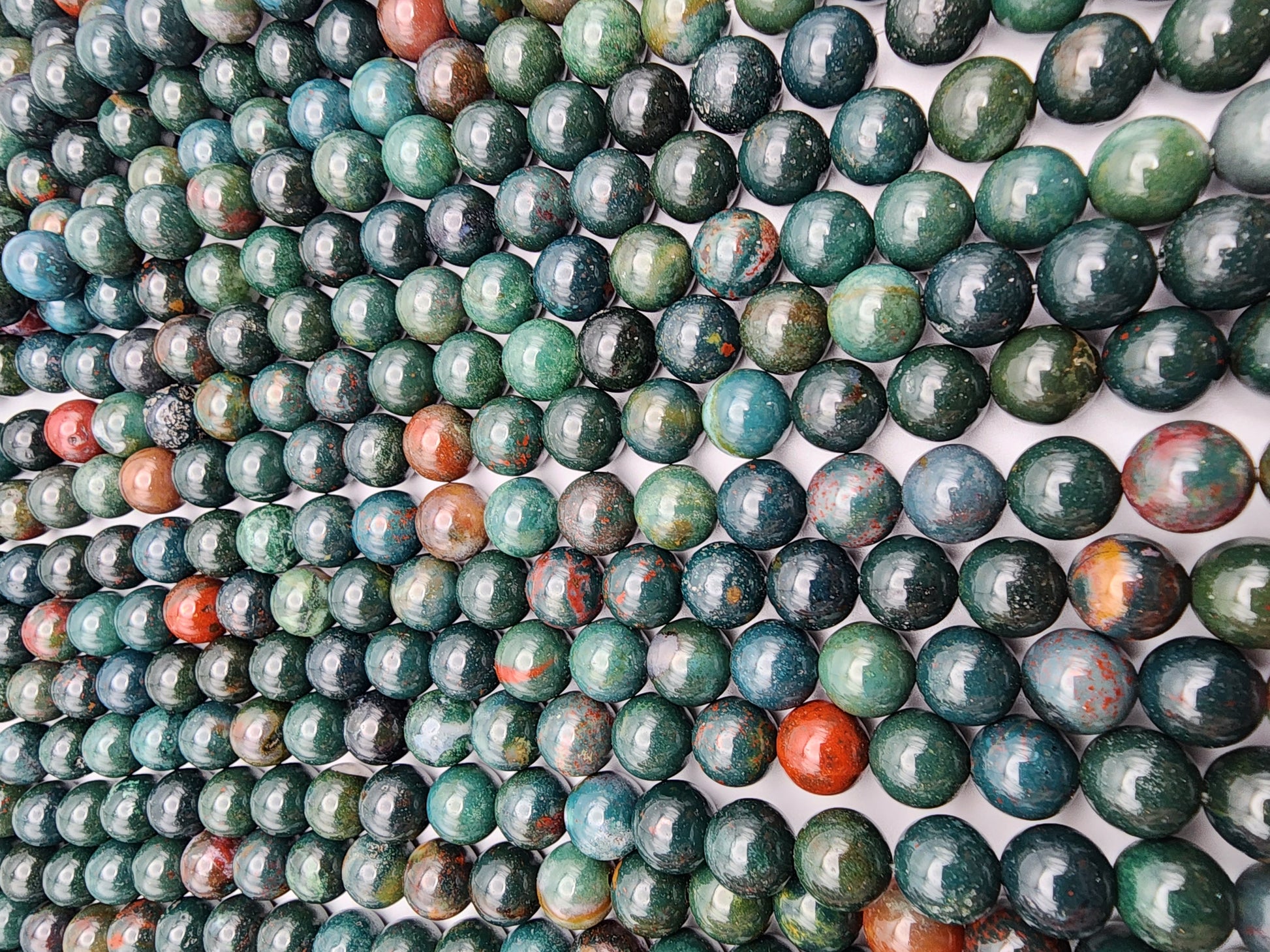 8mm Bloodstone Round Bead Strand.