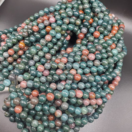 8mm Bloodstone Smooth & Round Bead Strand.