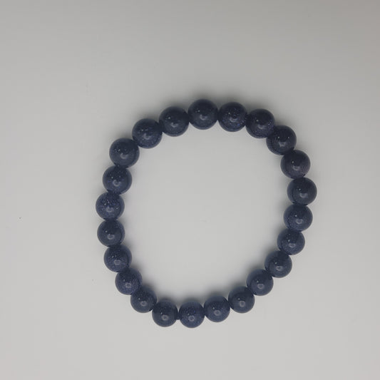 8mm Round Blue Goldstone Stretch Bracelet.