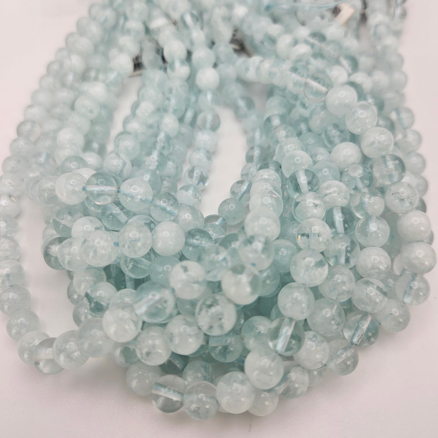 8mm Blue Quartz Round Bead Strand.