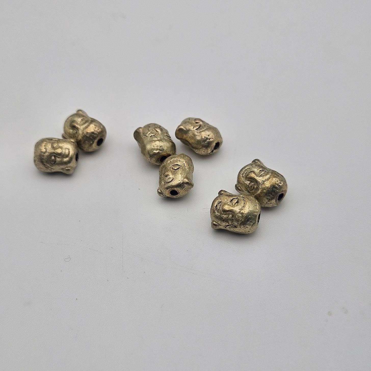 8mm Brass Buddha Carved Single Bead.