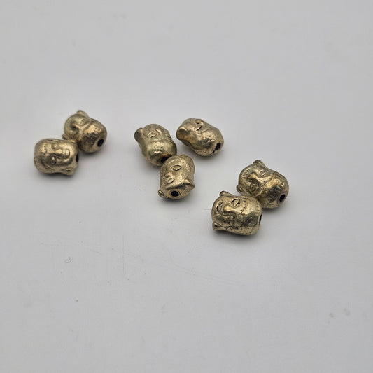 8mm Brass Buddha Carved Single Bead.