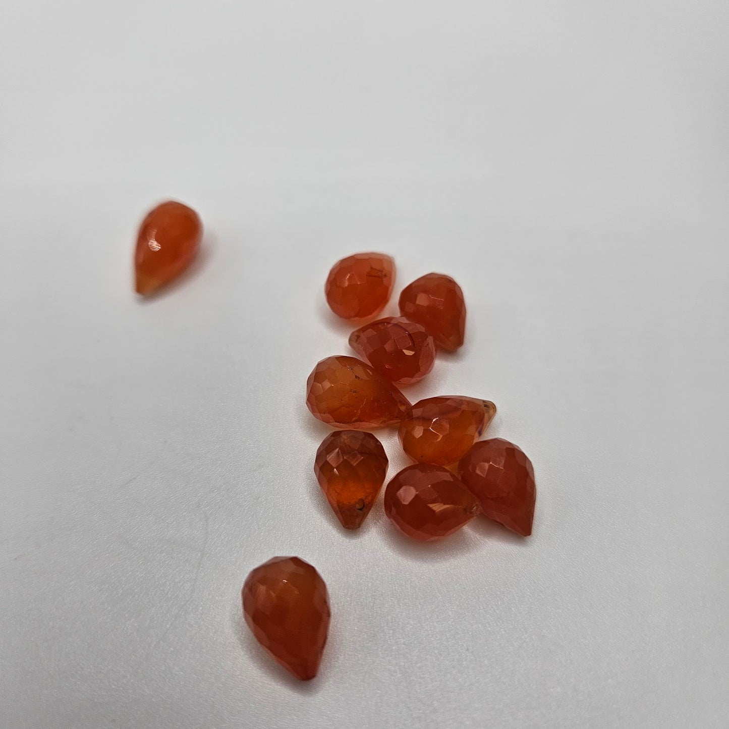 8mm Carnelian Drop Faceted Single.
