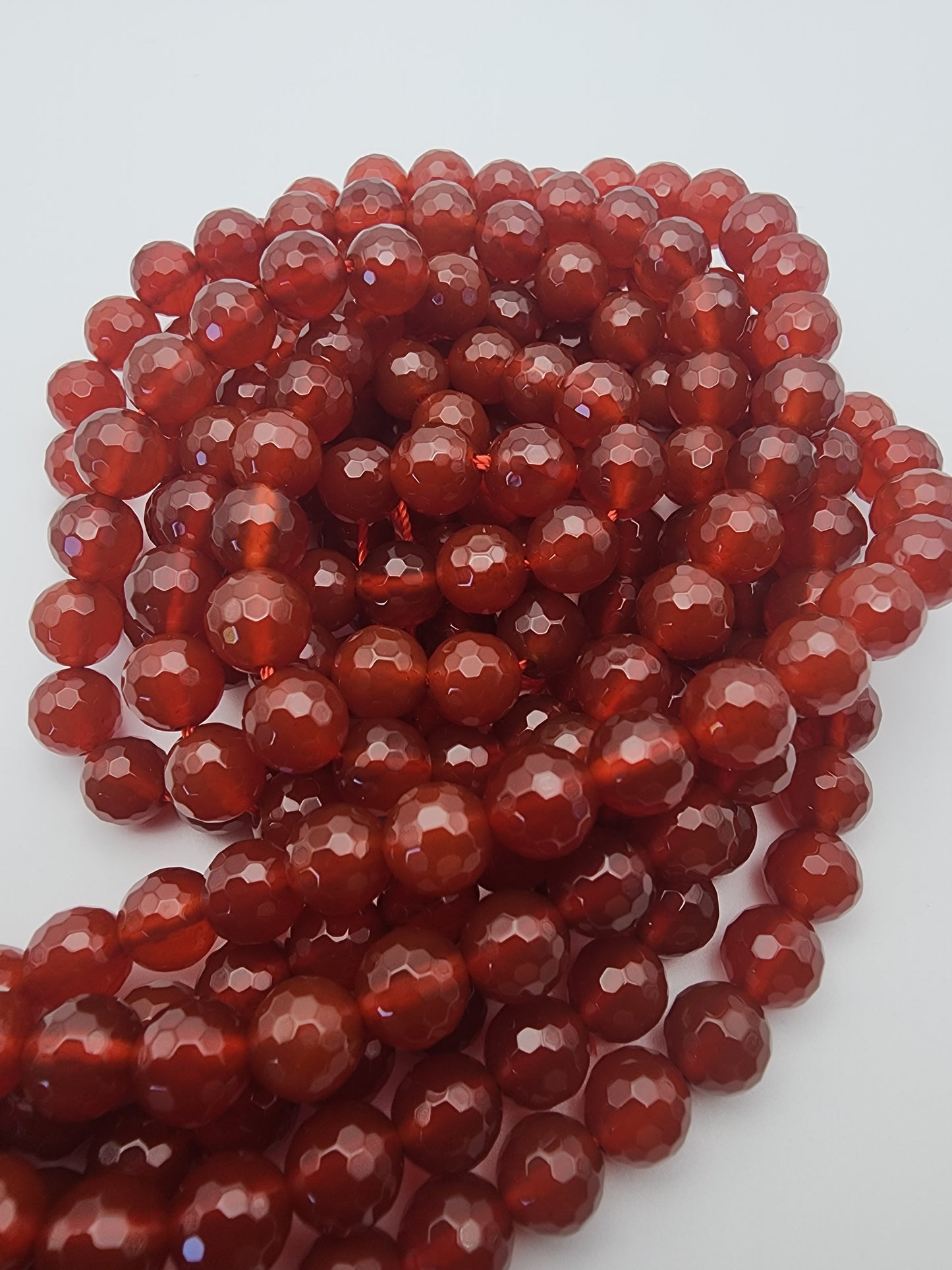 8mm Carnelian Faceted Bead Strand.