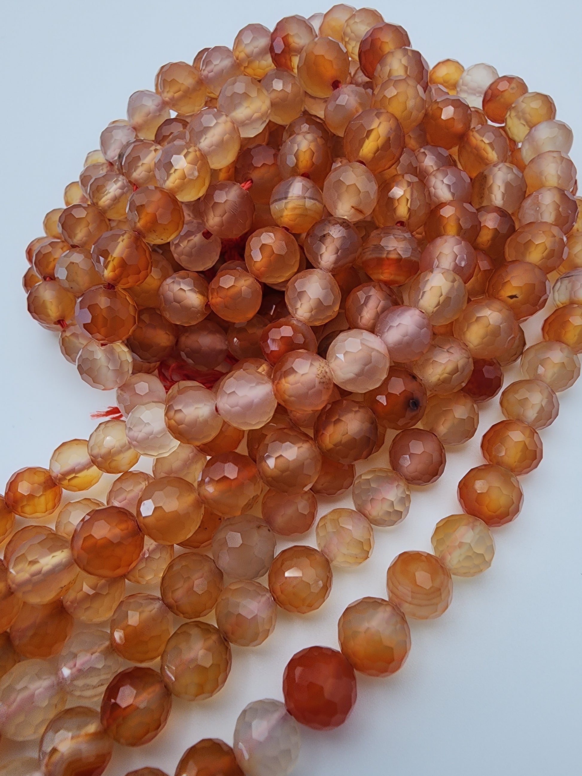 8mm Carnelian Faceted AA Grade Bead Strand.