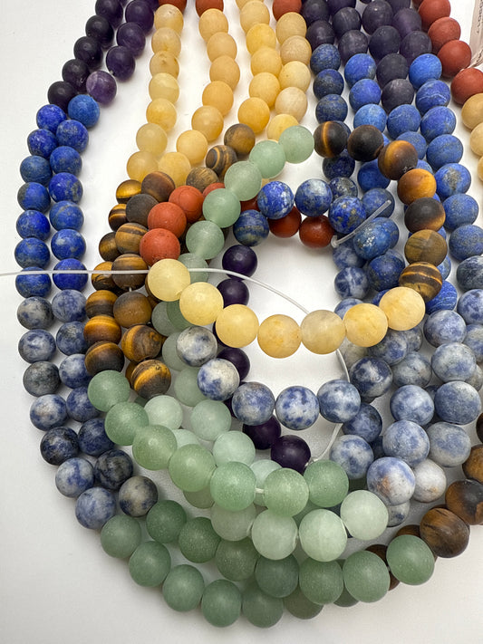 8mm Chakra Matte Beads Round.