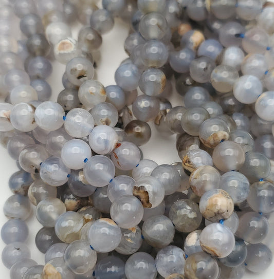 8mm Chalcedony Round Bead Strand.