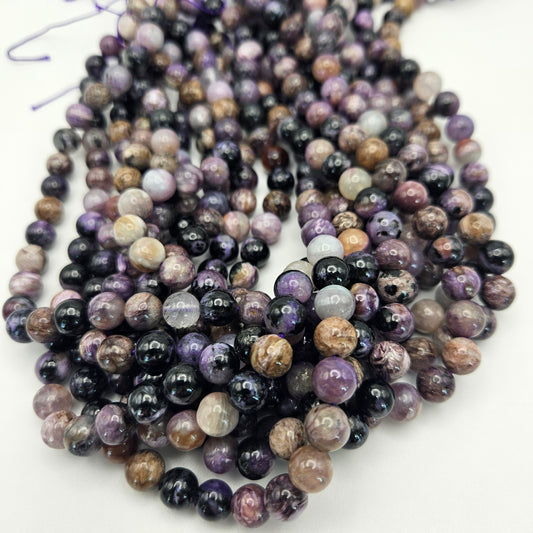 8mm Charoite Round Bead Strand.