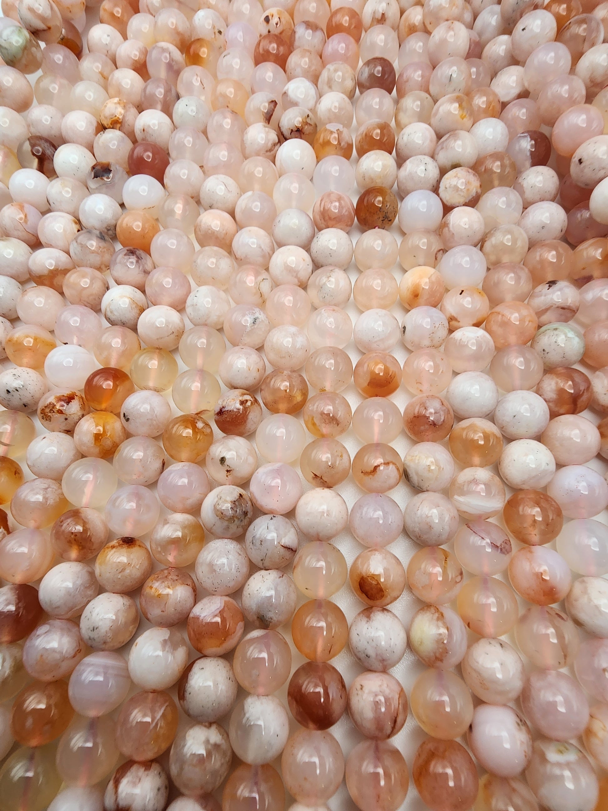 8mm Cherry Blossom Quartz Round Bead Strand.