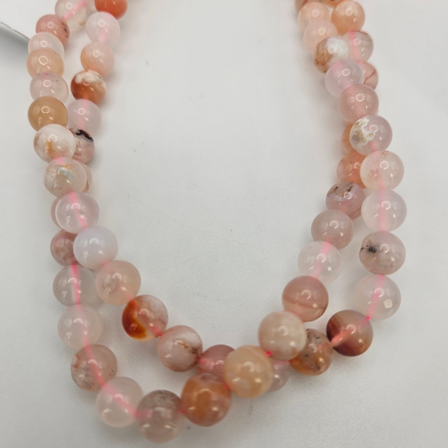 8mm Cherry Flower Agate Round Bead Strand.