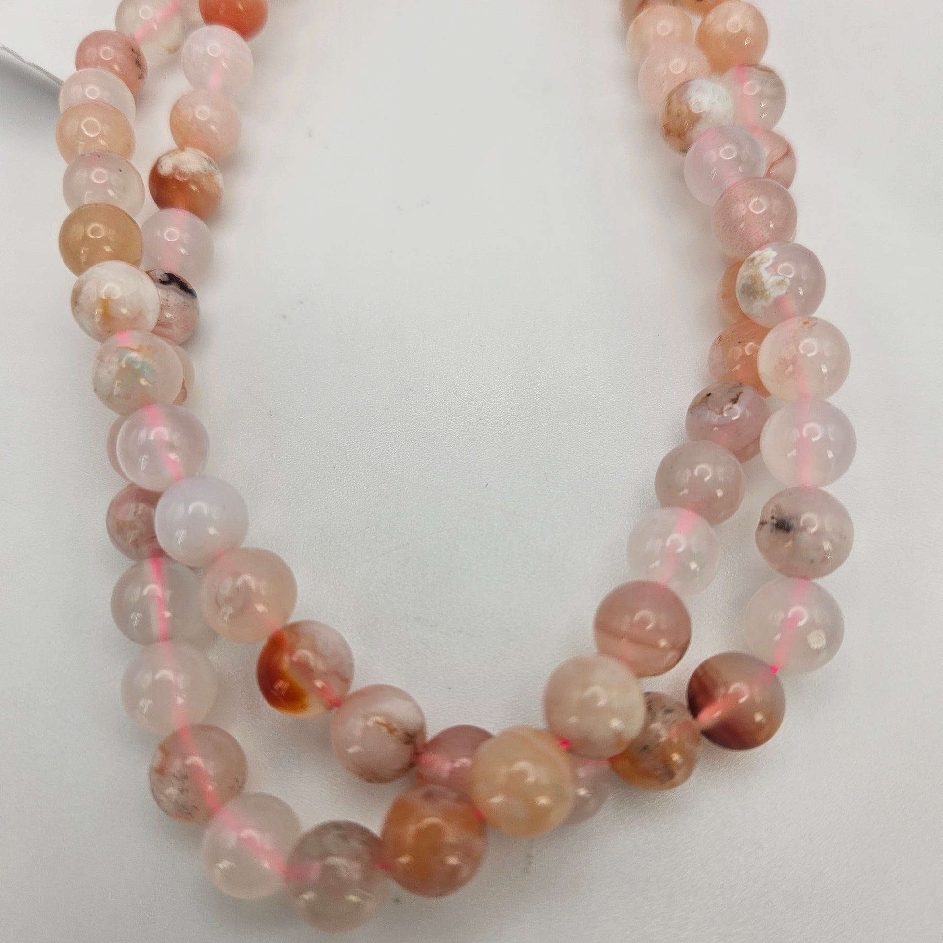 8mm Cherry Flower Agate Round Bead Strand.
