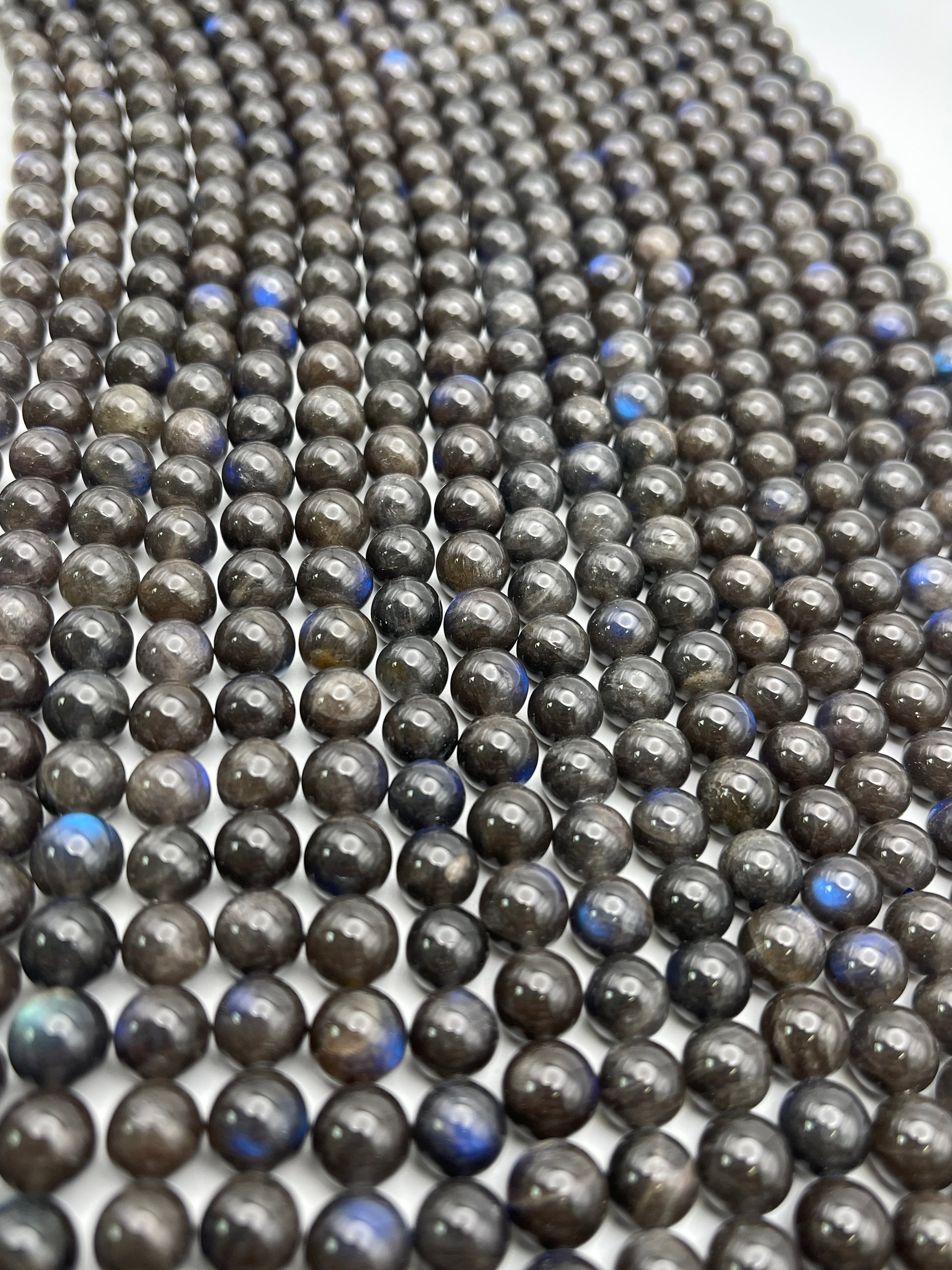 8mm Chocolate Labradorite Bead Strand.