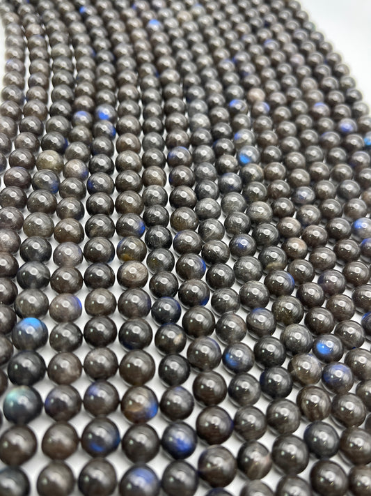 8mm Chocolate Labradorite Bead Strand.