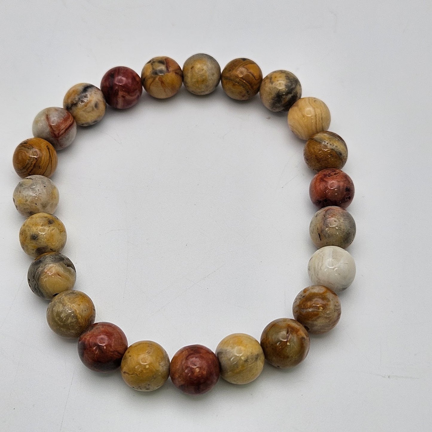 8mm Crazy Lace Agate Stretch Bracelet.