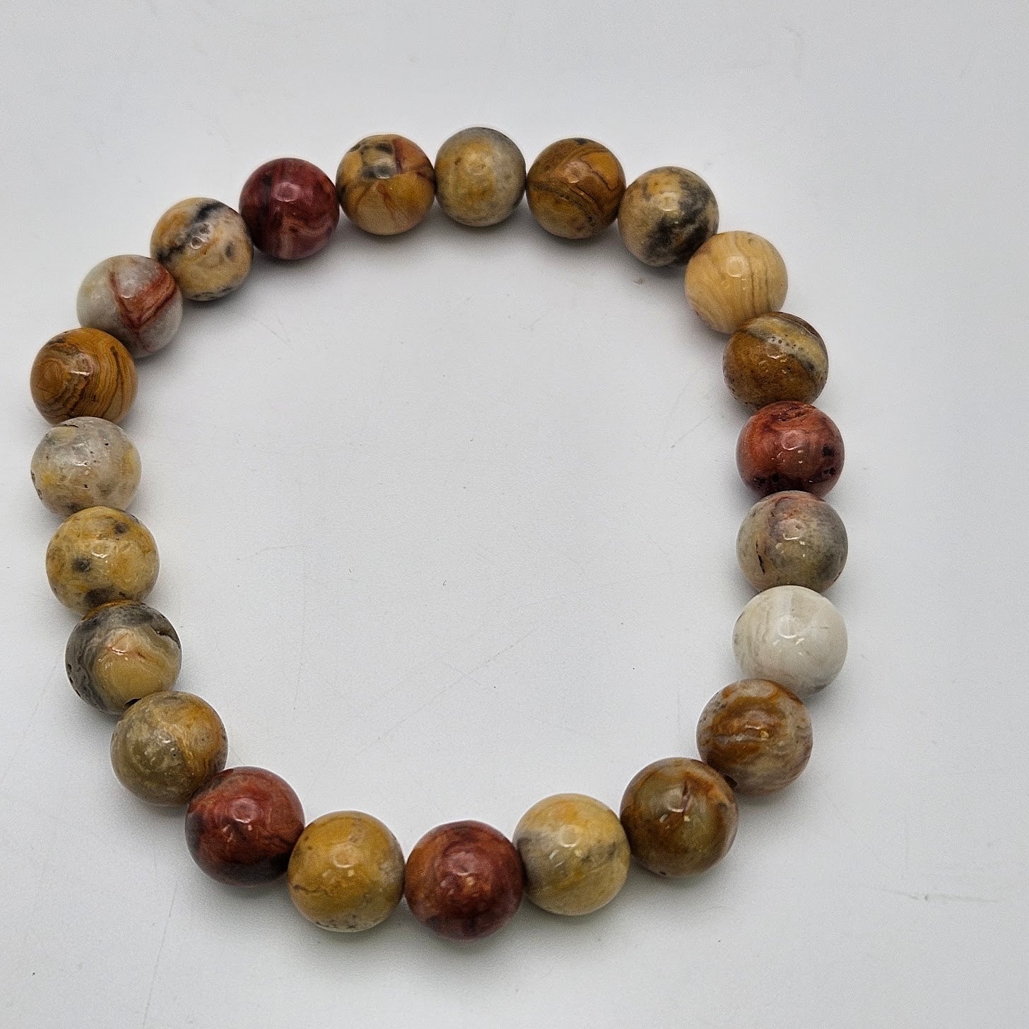 8mm Crazy Lace Agate Stretch Bracelet.